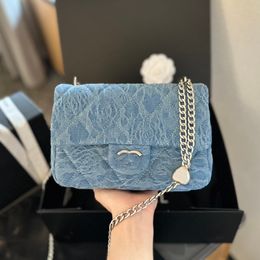 French Classic Camellia Women Luxury Designer Crossbody Bag Tote Lady Fashion Double Letter Blue Mini Denim Shoulder Bag High Quality Quilted Flap Sacoche Bags