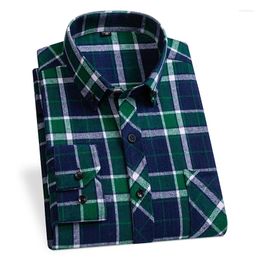 Men's Casual Shirts High Quality Flannel Cotton Long Plaid Shirt For Spring Autumn Travel Home Leisure Comfort Large Size S-4XL- 5XL-6XL
