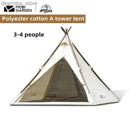 Tents and Shelters MOBI GARDEN A Tower Tent Exquisite Camping Outdoor Camping Thickened Light Luxury Cotton Rain And Sun Protection Large Space Era L48