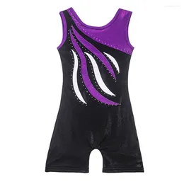 Stage Wear Leotard For Toddler Girls Gymnastics Shorts Sparkle Biketards One Piece Dance Practise Clothes Kids Sleeveless Outfit