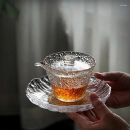 Cups Saucers Ins Heat-Resistant Glasses Cup Saucer Set Chinese Tea Drinkware Japan Style Small Size 150ML