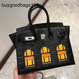 Tote Bag Designer Bags Handbags Tote Bag Crocodile Snow House Mini Genuine Leather Womens Colorblocking Extreme Night 2024 New Temperament Singleshoulder