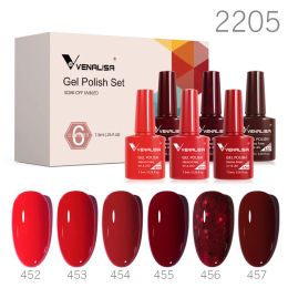 Kits Venalisa 6pcs/Kit Rubber Base Gel Set Canni Factory Neon Colors Soak Off UV LED Nails Varnish Pigment Manicure Gift Box