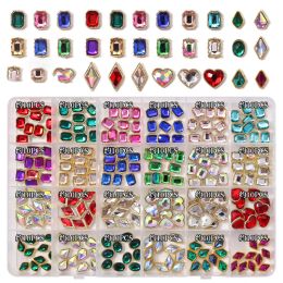 Liquids 180/240pcs Big Rhinestones Alloy Nail Charms 24girds 3d Flat Back Nail Gem Kit Flashing Crystal Jewelry Nail Art Decorations A19