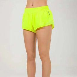 2024 Sport Yoga Lu Shorts Align for Workout Running Sports Side Zipper Pocket Lightweight Women Tummy Control Shorts Biker Running Woman Gry L s
