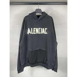 classic loose designer Sleeved Balencaiiga Hoodies Unisex Hoodie Sweater Long High Version Loose Paris b Hooded Family Adhesive Casual Tape Paper Letter Print