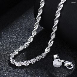 Chains Silver Color 4MM Women Men Chain Male Twisted Rope Necklace Fashion Jewelry