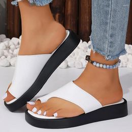 Sandals Women 2024 Flat Heels Summe Shoes For Slippers Platform Female Heeled Flip Flops Woman Trend