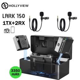 Microphones Hollyland Lark 150 Wireless Lavalier Microphone 2.4GHz with Charging Case 5ms Latency 100m Range for Phones Android DSLR Camera