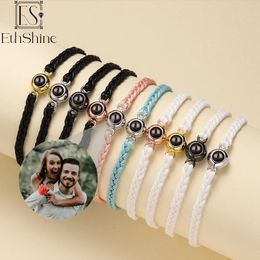 EthShine Personalised Circle Po Projection Bracelet Couples Christamas Day Gift Custom Jewellery Birthday Lover Family Keepsake 240402