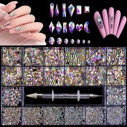 Liquids 1box Nail Art Rhinestones Set Crystal Nail Charms Jewellery Nail Parts Gems Stones for Diy Nail Art Decorations Accessories