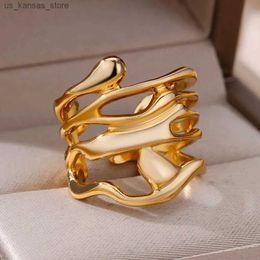 Cluster Rings Womens stainless steel ring mens gold hollow ring womens party finger Jewellery gift 2023 trend free delivery240408