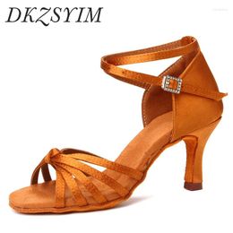 Dance Shoes DKZSYIM Women Latin Ladies Ballroom Dancing Soft Bottom Girls Salsa Heeled 5cm/7cm