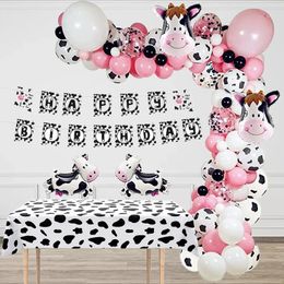 Party and Festival Balloon Set Including Cow Balloons Striped and Confetti Balloons Gender Reveal Party Decoration 240328