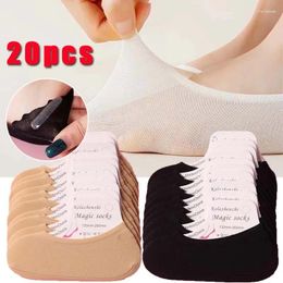 Women Socks 40pcs Non-slip Invisible Slippers Seamless Ice Silk Ankle Boat Summer Thin Casual Breathable No Show