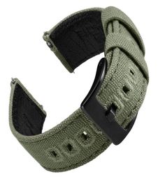 Watch Bands EACHE Fabric CanvasGenuine Leather Straps With Quick Release Spring Bar Green Sailcloth Band2376042