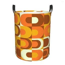 Laundry Bags Retro Inustrial In Orange And Brown Tones Basket Geometric Colorful Clothes Toy Hamper Storage Bin For Kids Nursery