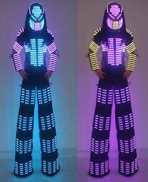 New Arrivals LED Robot Costume David Guetta LED Robot Suit Laser robot jacket Rangers Stilts Clothes Luminous Costumes6262758