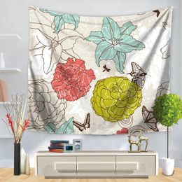 Tapestries Home Decorative Wall Hanging Carpet Tapestry Rectangle Bedspread Rose Chrysanthemum Flower Floral Pattern GT1179