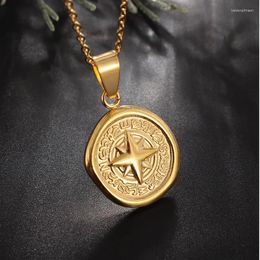 Pendant Necklaces Fashion Personality Mi Zi Star Compass Necklace Stainless Steel Men Ladies Hip Hop Jewelry