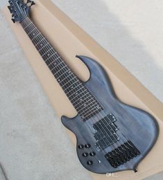 Matte black bass electric guitar left hand with rosewood fingerboard neck wearing body 8 strings providing high quality persona8731125