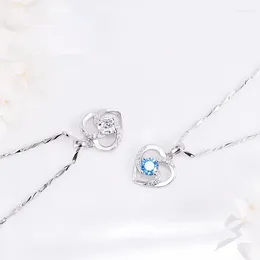 Chains Chain Pendant Pure Silver Colour Heart-shaped Necklace Inlay Zircon Clavicle Love Festival Girlfriend A Gift