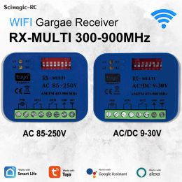 Control RXMULTI 300900MHz WIFI Smart Gate Receiver Tuya Garage Door Controller Fixed Rolling Code 433mhz Opener 12V 24V 220V Switch