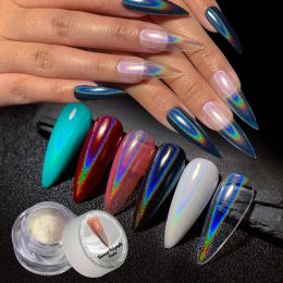 Glitter Holographic Nail Powders Transparent Multifunctional Nail Powder, Hologram Iridescent Nail Pigment, Top Grade Rainbow Glitter