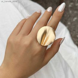 Cluster Rings PuRuis unique irregular large cuff ring womens open matte gold finger ring adjustable Jewellery punk 2024 party wedding240408