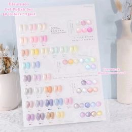 Gel Eleanuos Gel Nail Polish 30pcs Mermaid Aurora Pink Purple Semi Permanent Varnish Primer Gel UV Gel Base Coat Nail Gel Set