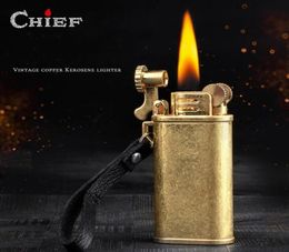 Vintage Copper Chief Kerosene Oil Lighter Windproof Portable Metal Grinding Wheel Trench Cigarette Lighter Outdoor Tool Fashioned 8237446