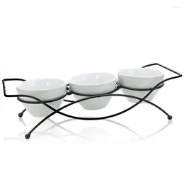 Plates Serving Set With Metal Rack In White Green Dishes Sauce Dish Modern Restaurant