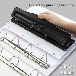 Sun 4 Hole 3 Hole Punching Hine Looseleaf Paper Punching Hole Adjustable Puncher Stationery A4 Paper Office Binding Supplies
