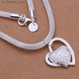 Pendant Necklaces Silver Color Gorgeous Charm Fashion Charm Heart Wedding Lady Love Necklace Noble Luxury 18 Inches Silver Jewelry240408PJF6