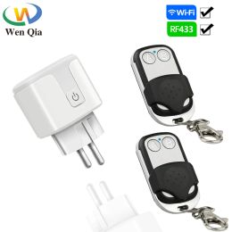 Plugs Wireless Remote Control Switch AC220V 16A EU Socket Plug tuya WiFi Smart Plug and 433 Mhz Rf Transmitter Controller For light