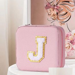 Jewellery Boxes Initial Letters Pink Colour Travel Case Gifts Birthday For Women Christmas Drop Delivery Packing Display Dhql6