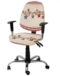 Chair Covers American Country Style Retro Red Plaid Elastic Armchair Computer Cover Removable Office Slipcover Split Seat