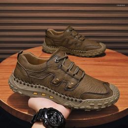 Walking Shoes High Quality Men Leather Casual Outdoor Shoe Breathable Flats Platform Soft Wear Resistant Working