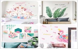 20 styles kids wall art pictures ins bedroom decoration stickers unicorn flamingo geather tree wall stickers home decor props stic5714570