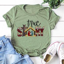 Women's T Shirts True Tshirt Christmas For Women Shirt Jesus Tops Bohemian M