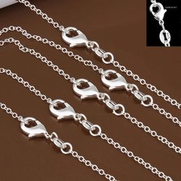 Chains Wholesale 5pcs/lot 925 Sterling Silver Chain Necklace Fashion Men/Women DIY Jewelry Rolo 1mm 16 18 20 22 24"