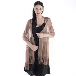 Scarves A Women's High-end Solid-color Gold Tassel Evening Gown With Decorative Shawl