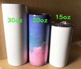 personality 20 oz sublimation straight skinny tumbler 12oz 15oz 20oz 30oz stainless steel vacuum car mug water bottle with lid DIY1718078