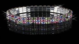 Cute Colourful Bracelet Bling Bling 3 Row Multicolor Rhinestone Bracelets Stretch Bangle Prom Evening Wedding Party Jewellery Bridal1886743