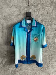 2024 new mens silk shirt fashion color shell print design US size casual shirt high quality luxury brand designer shirts