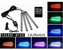 22cm Multicolor musicremote control Flexible Car LED Strip Lights Interior Decorative Atmosphere Neon Lamp LED Wireless Remote li9220706