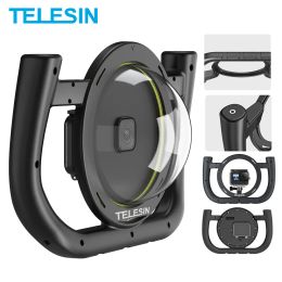 Cameras TELESIN Dome Port 30M Waterproof Handheld Stabiliser Housing Case Removable Type With Cold Shoe 1/4 Thread for GoPro Hero 9 10