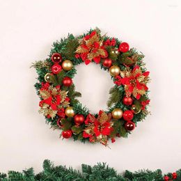 Decorative Flowers Holiday Wreath With Balls Festive Flower Christmas Indoor/outdoor Garland Decoration For Front Door Window Wall