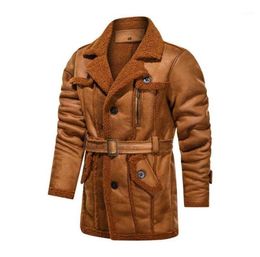 Men039s Jackets MORUANCLE Fashion Long Trench Coat Fleece Lined Warm Faux Fur Leather Parkas Overcoat Winter Thick Jacket Windb5812452