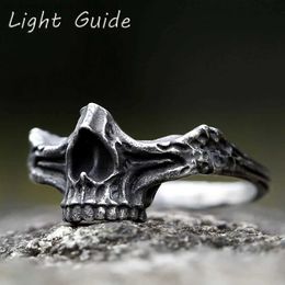 Cluster Rings new Vintage Gothic Steel Skull Rings Man Punk Rock Skeleton Men Ring Male Punk Rock Party Jewellery Accessories free shipping240408